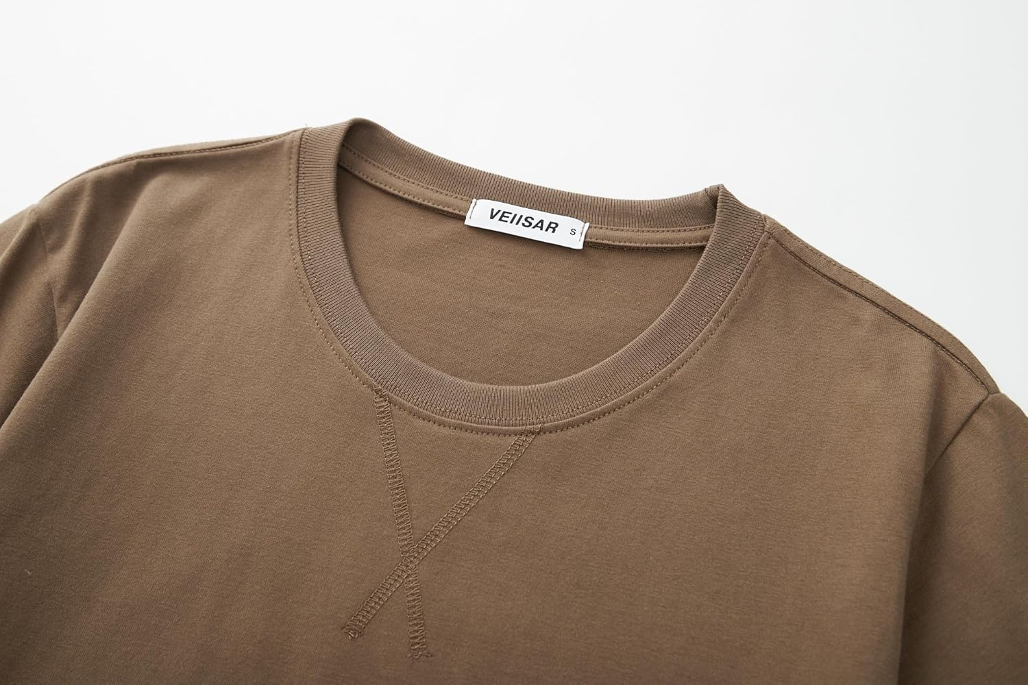 Thumbnail 3 de VEIISAR Herren dickes Rundhalsmantel-T-Shirt aus 100% Baumwolle (Heavy Duty, vorgewaschen) – Longline