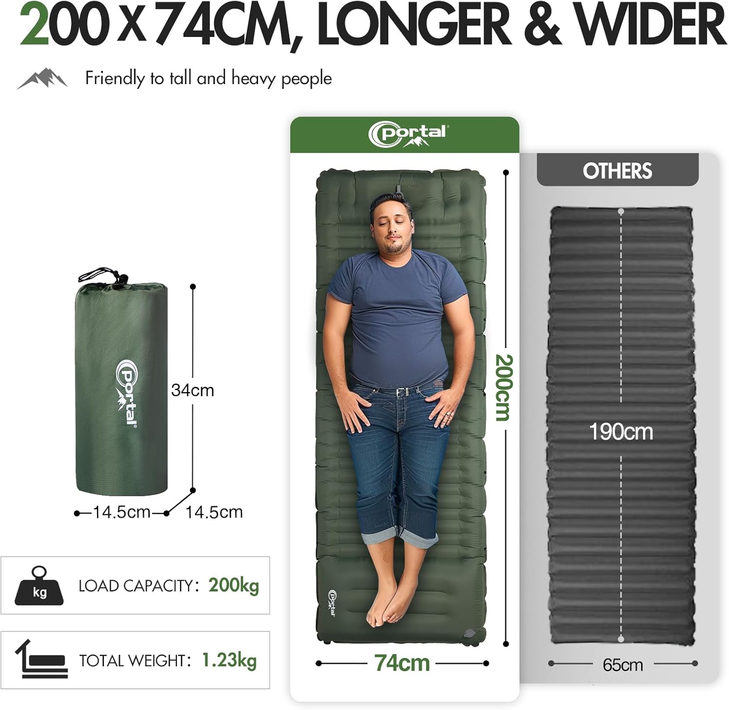 Thumbnail 1 de Portal Camping Mattress Single 10cm Thick with Built-in Foot Pump