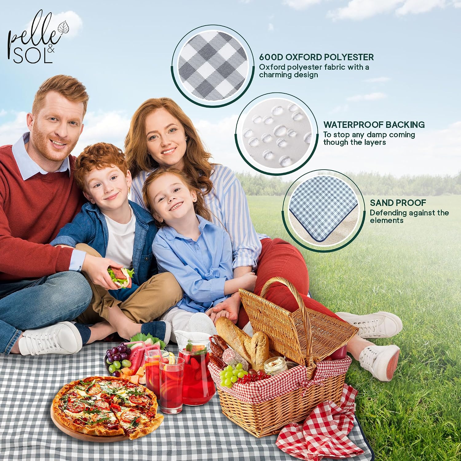 Detalle 2 de Pelle & Sol Picnic Blanket Waterproof 200x140CM