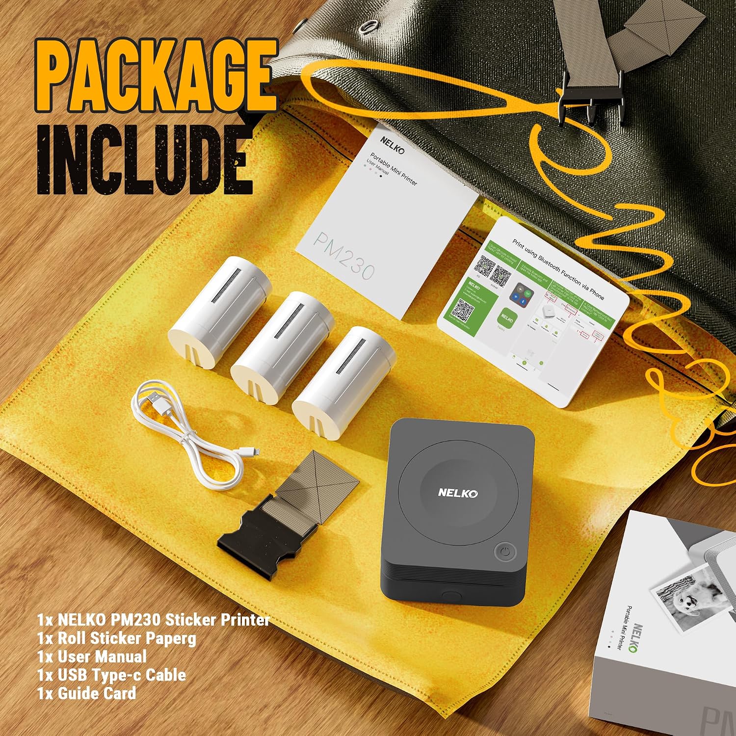 Thumbnail 6 de Nelko PM230 stickerprinter, Bluetooth, 54 mm thermisch labelpapier, 3 rollen