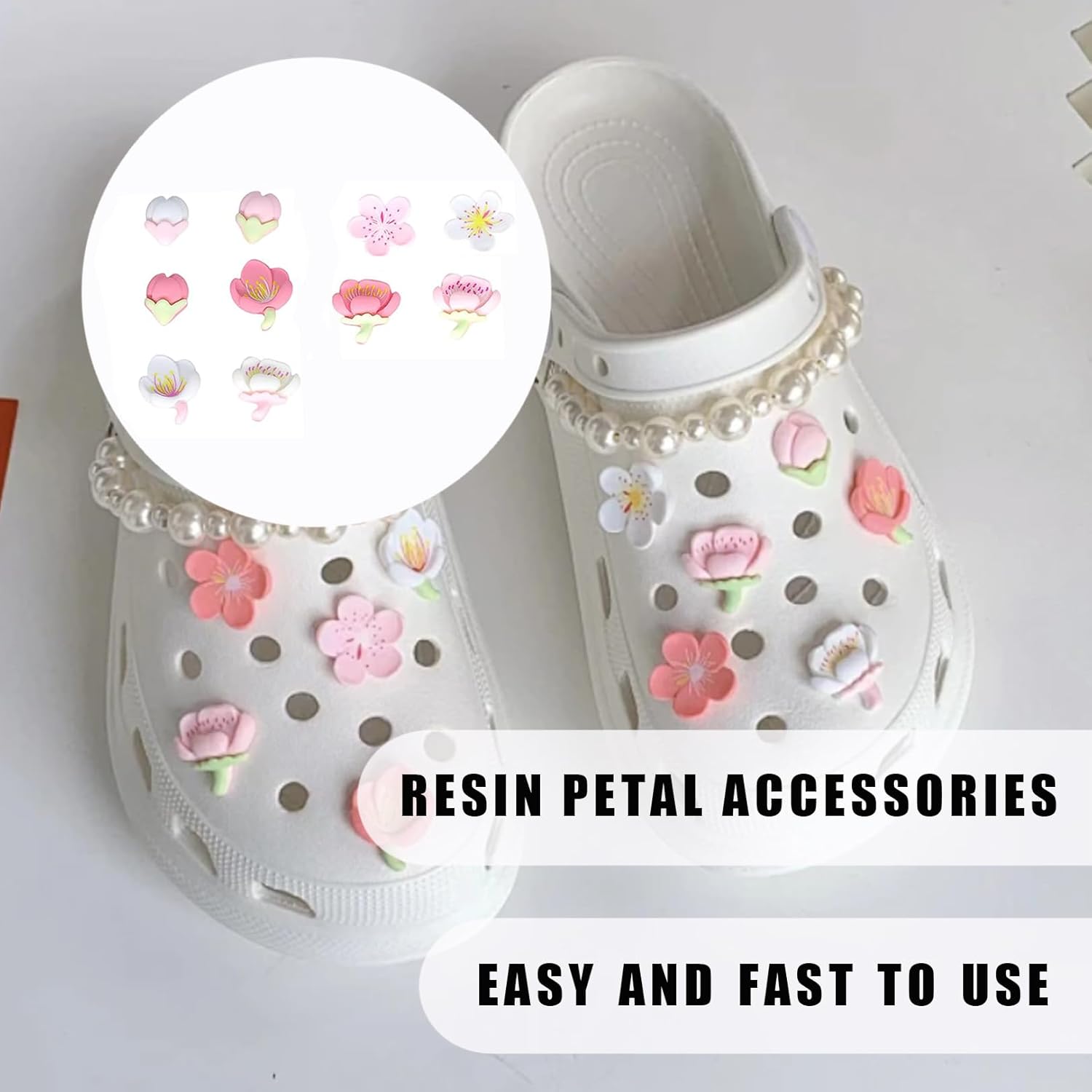 Detalle de HJDJBD 12 colgantes Crocs flores Sakura