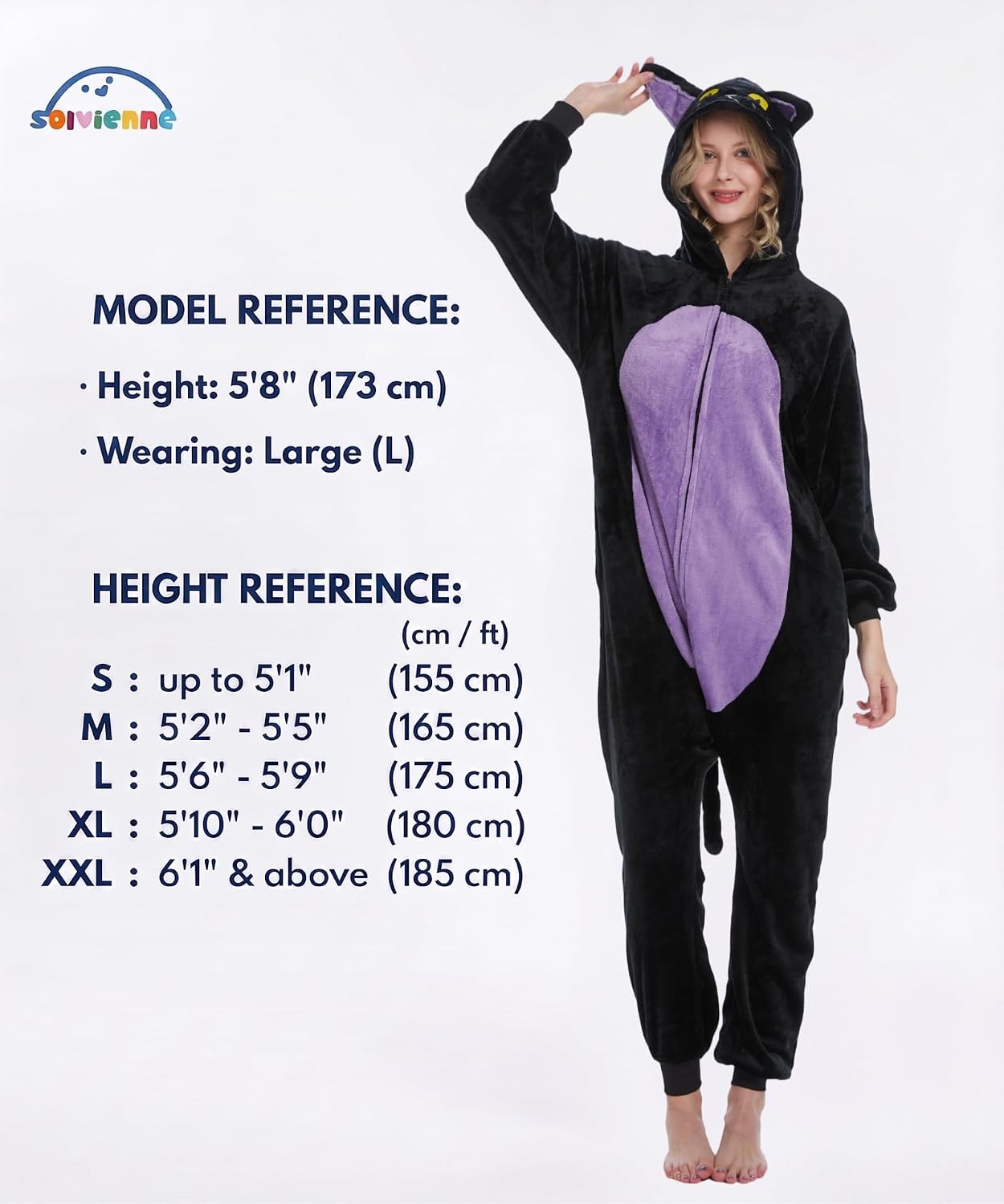 Detalle 2 de Solvienne Adult Halloween Onesie, Plush Zip-Up Pajamas with Pockets