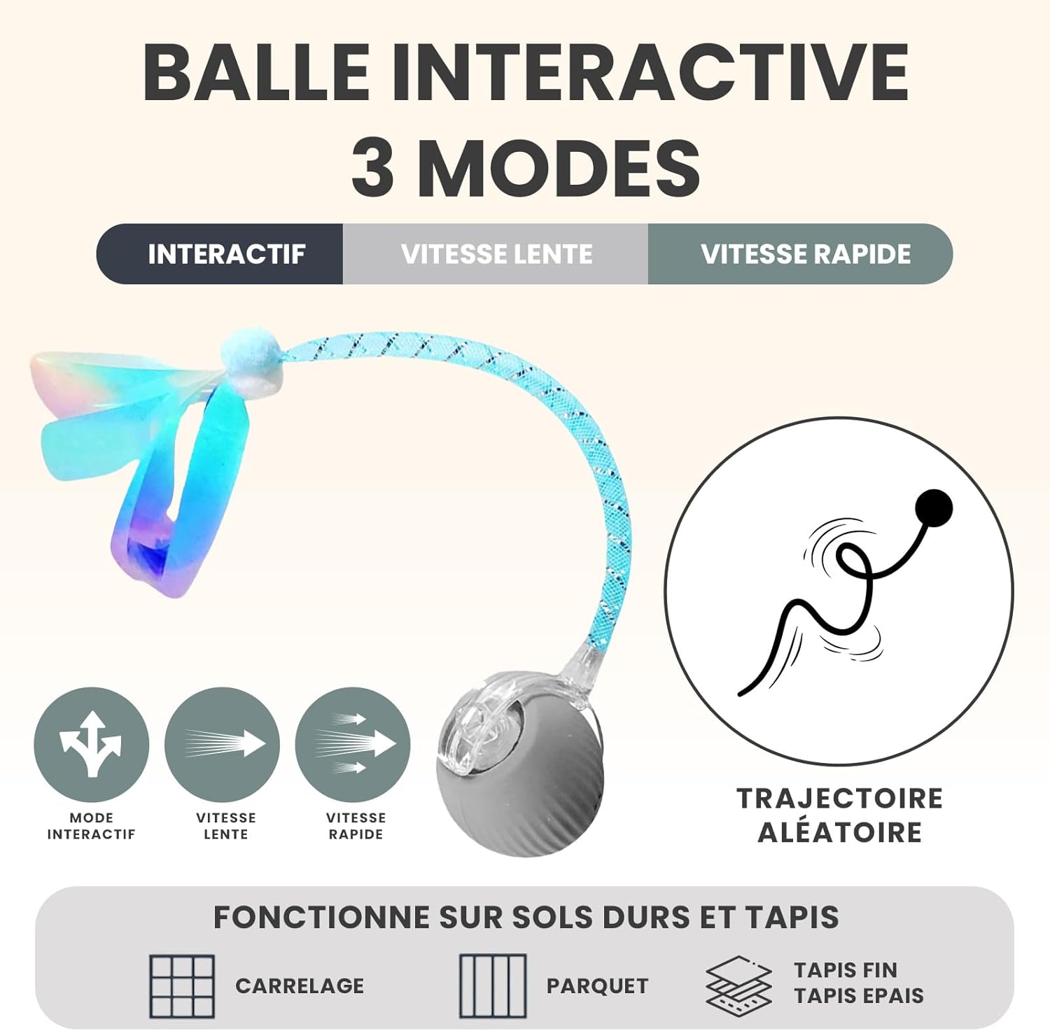 Detalle de Pet Stufff Coffret 4 Jouets Interactifs pour Chat — Laser Automatique, Pointeur Manuel, Balle Interactive et Oiseau Volant avec Catnip