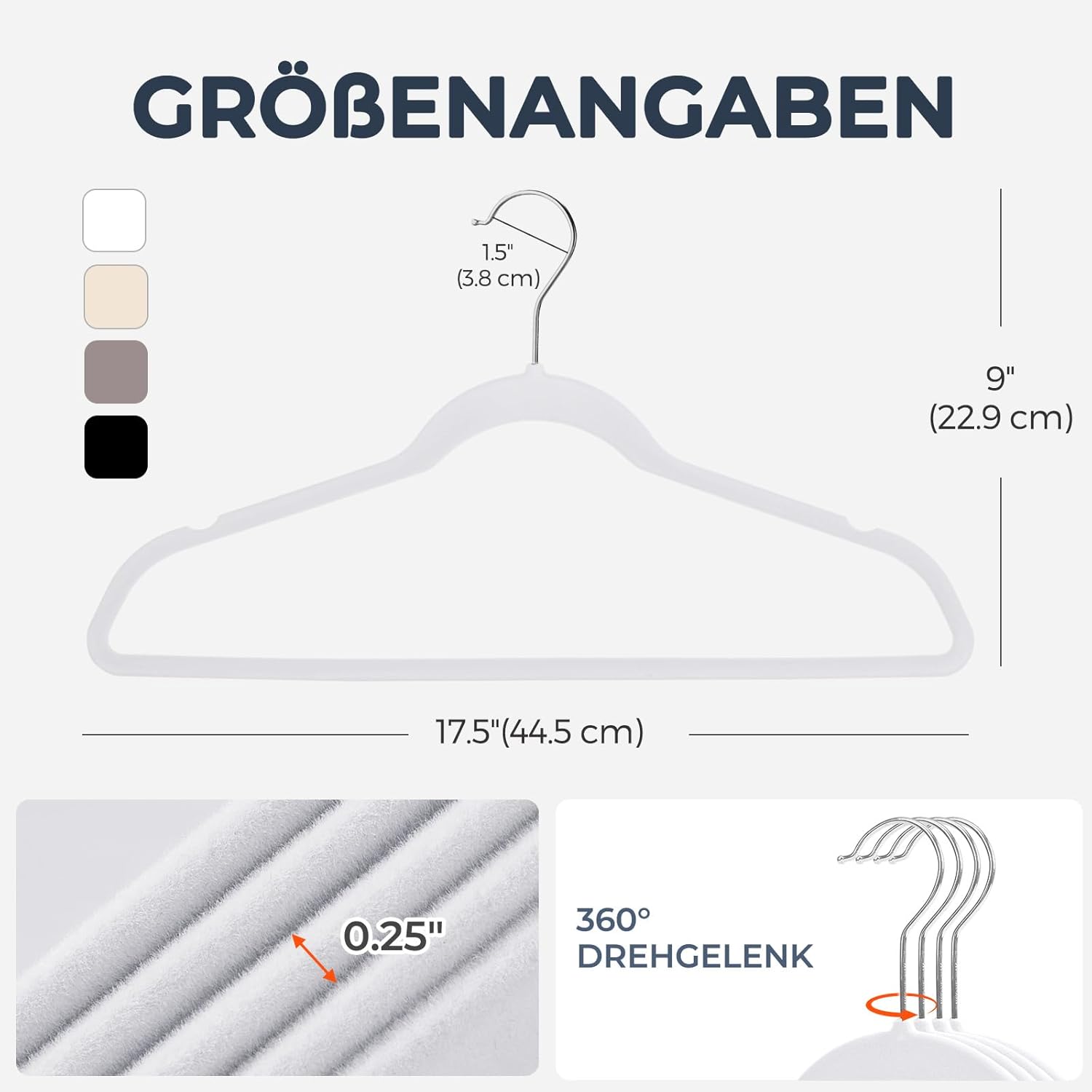 Thumbnail 1 de HOUSE DAY Kleiderbügel Samt 30er Set – rutschfest, schmal und mit 360° Drehhaken