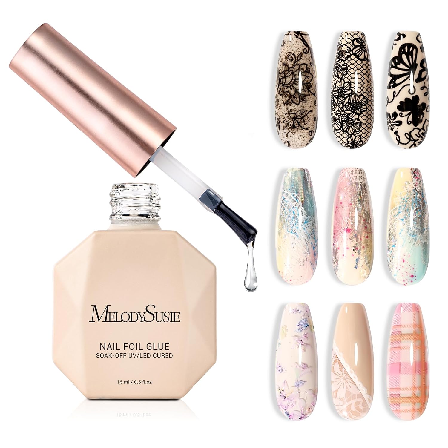 Detalle de MelodySusie Nail Foil Glue Gel 15ML: Soak-Off Adhesive for Foil Transfer