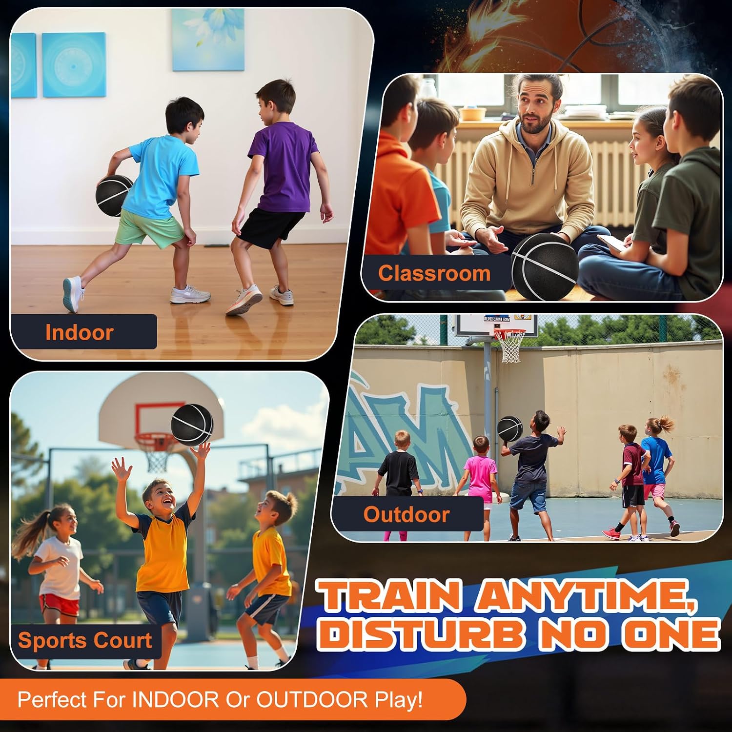 Thumbnail 6 de LKTNLKT Silent Basketball Size 7, 29.5-Inch PU Foam Indoor Ball