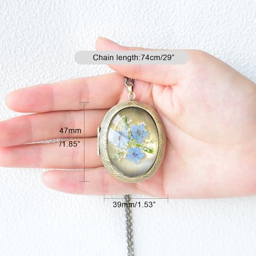 Thumbnail 3 de THSOGO Handmade Pressed Flower Photo Locket Necklace for Women