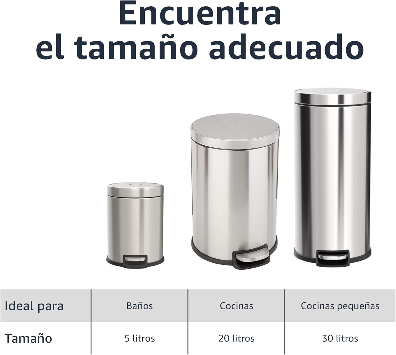 Thumbnail 3 de Amazon Basics Cubo de Basura Suave 30L Metálico 🗑