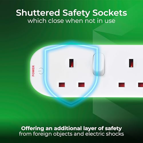 Detalle de Masterplug Four Socket Extension Lead, 2m Cable, 4-Gang with Individual Switches (SWC4210N)