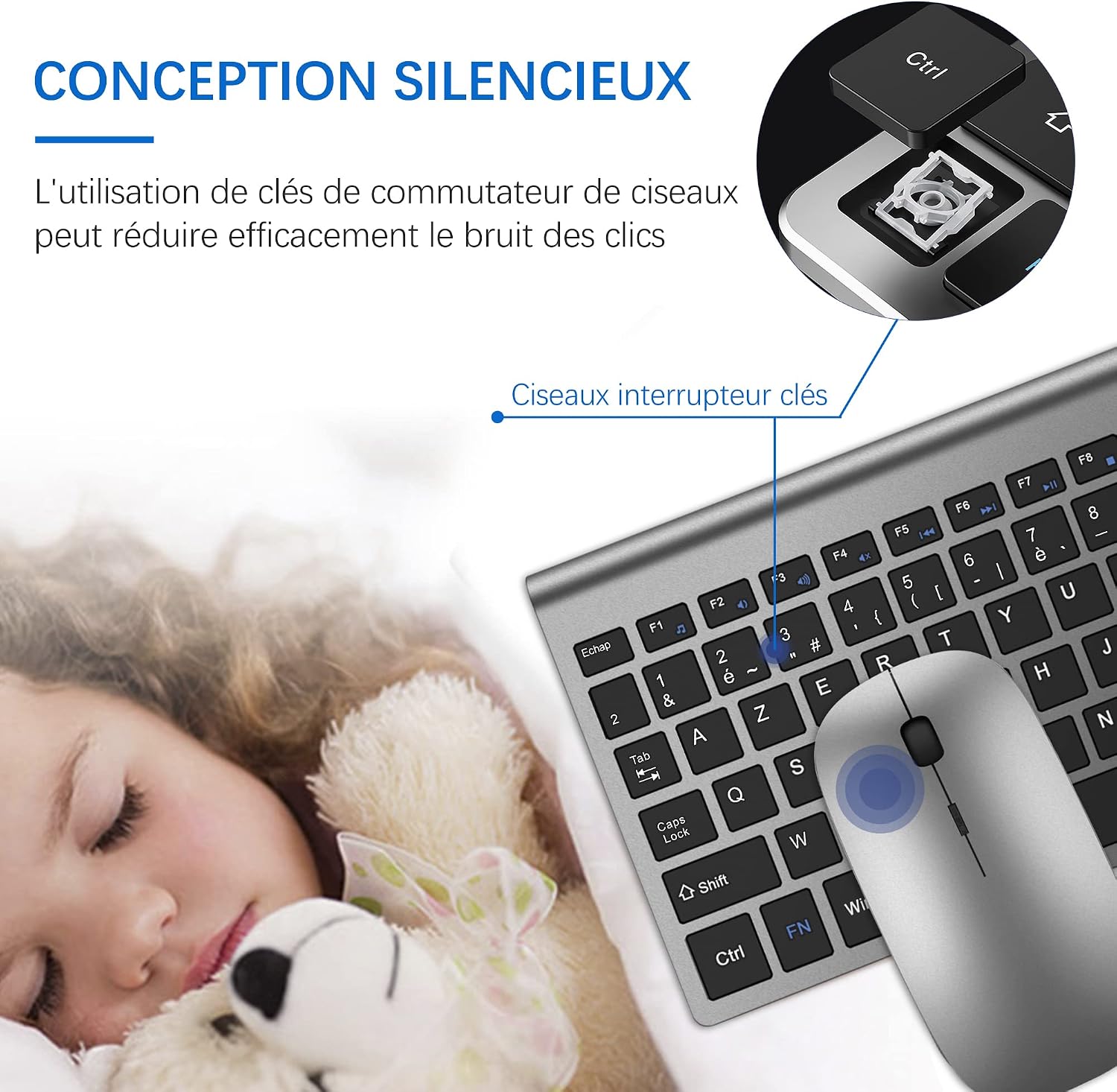Thumbnail 1 de TopMate Ensemble: Clavier et Souris sans Fil Ultra-Mince — kit 2.4G, silencieux et compact