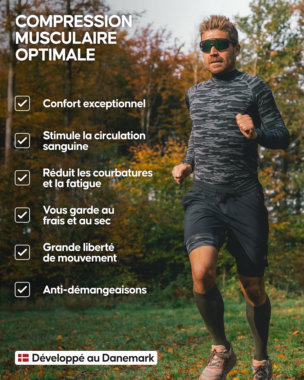 Thumbnail 4 de DANISH ENDURANCE T-Shirt de compression à manches longues (lot de 2) pour la course et l’entraînement