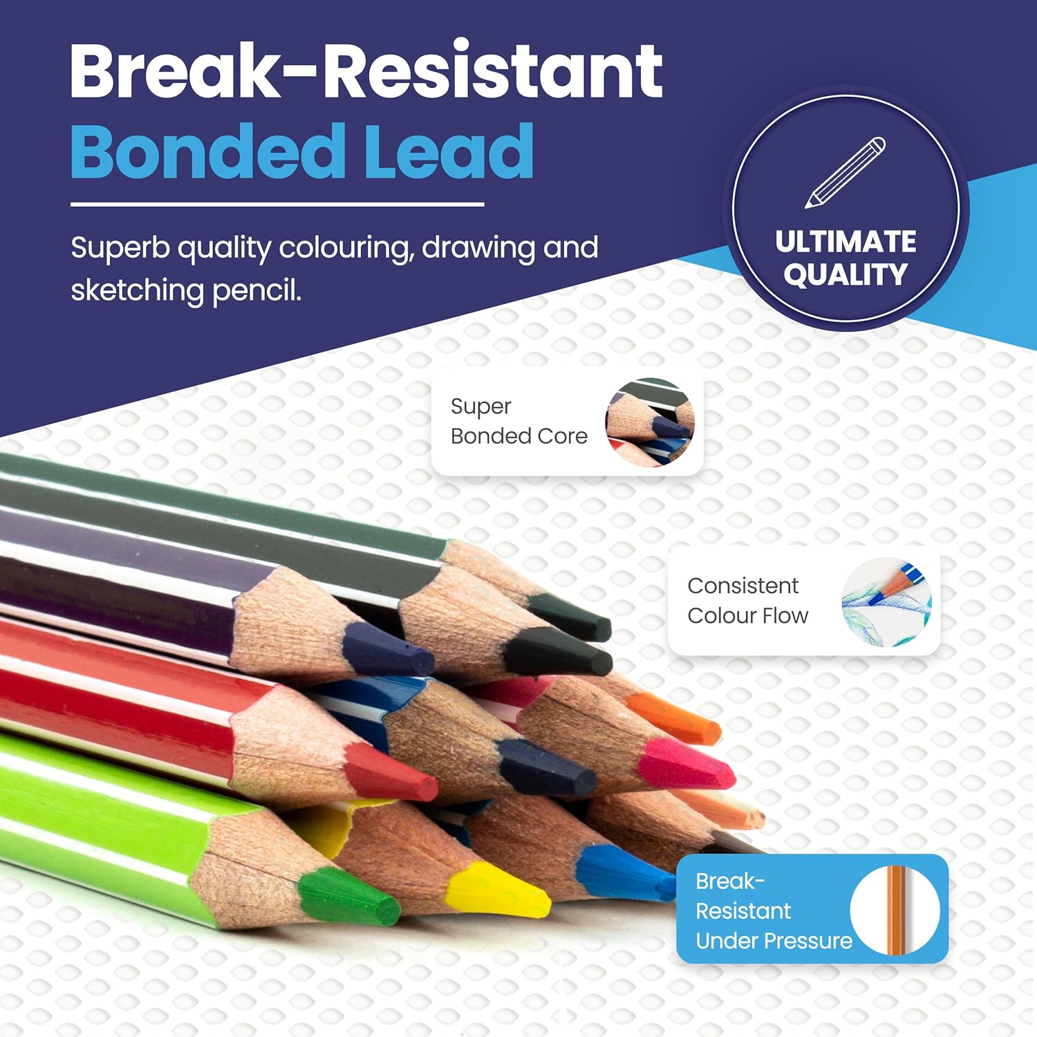 Detalle de Eziglide Colouring Pencils – 12 Pack of High-Pigment Assorted Colour Pencils for Adults & Children