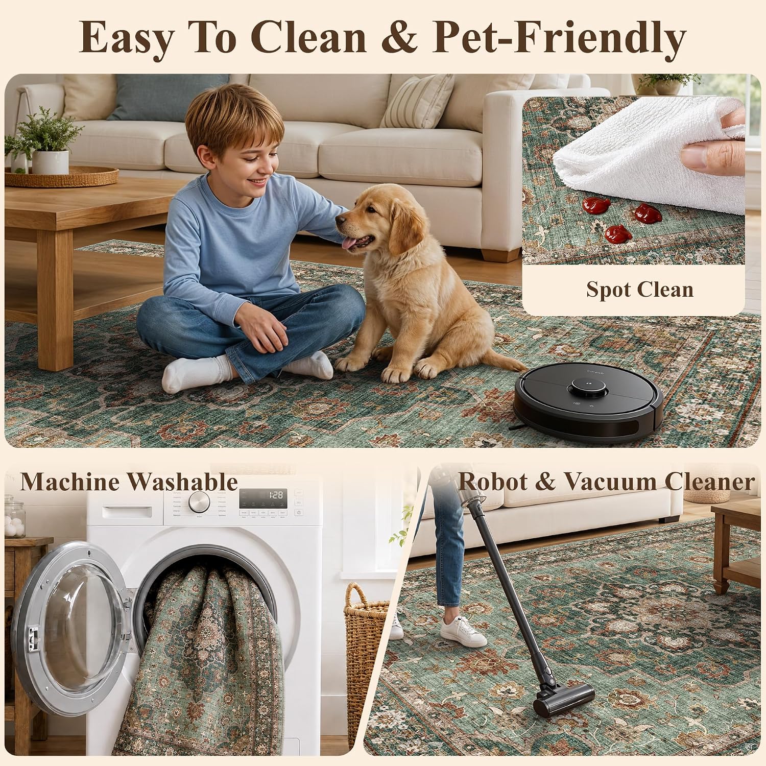 Thumbnail 3 de TOPRUUG 9x12 Washable Area Rug