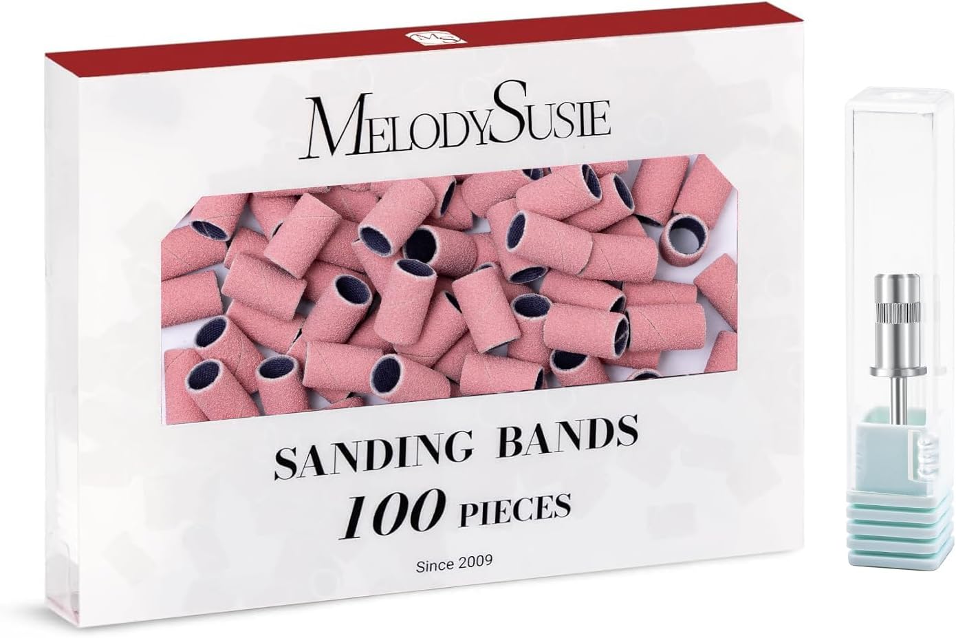 Detalle de MelodySusie 100 Pcs #150 Grit Nail Drill Bits & Sanding Bands for Acrylic, Gel & Natural Nails