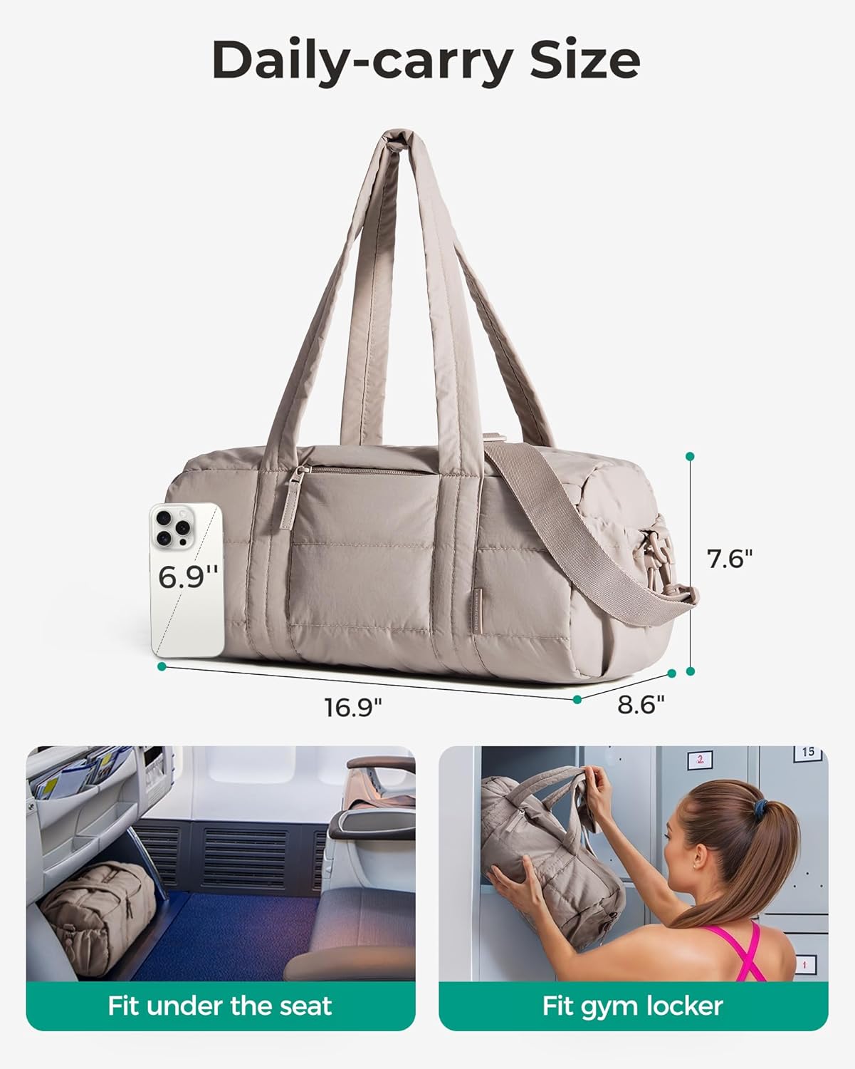 Thumbnail 4 de bagsmart Reiki Sporttasche für Damen (Rolltop) – Yogamatten-Reisetasche mit Nass- und Trockenfach, 18 l, Rosa