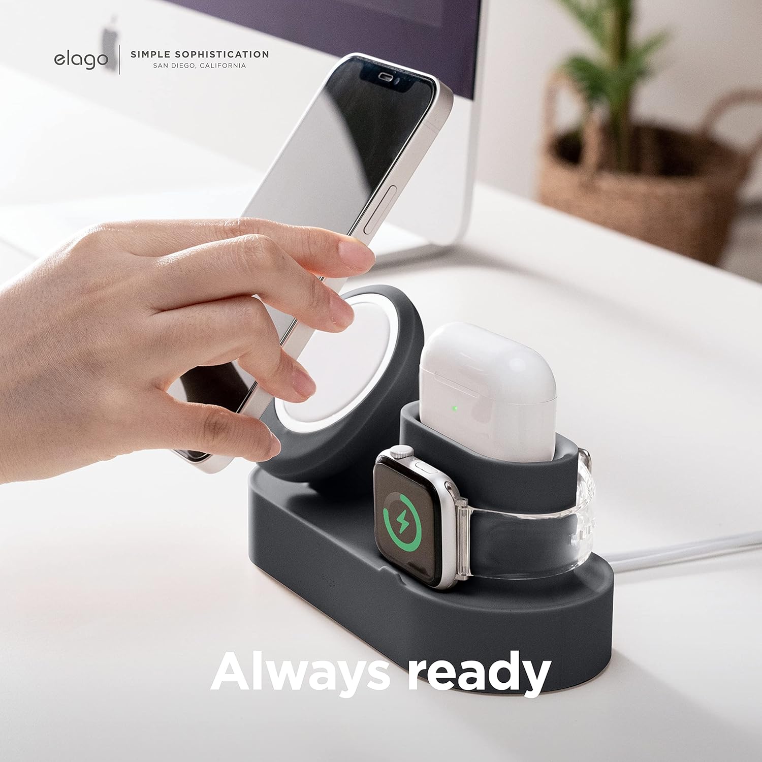 Thumbnail 1 de Elago Stazione MS Trio 2 compatibile con MagSafe (iPhone Serie 17/16/15/14/13/12, Apple Watch, AirPods) – Nero