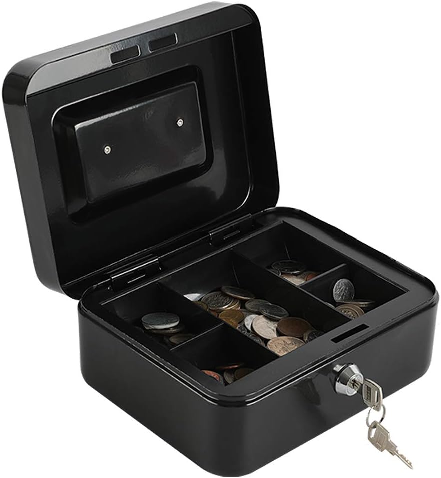 Detalle de xydled XYD-QX-KL-M-8011 Cash Box with Key Lock, Removable Tray, Black