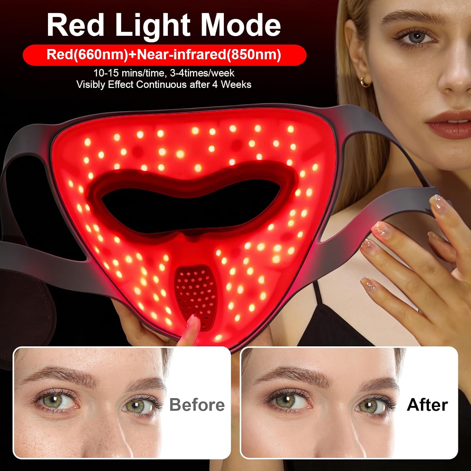 Detalle 1 de YK oliron RLTM-4DMAG-RBV1 Cordless LED Face Mask, Two Light Modes, Grey