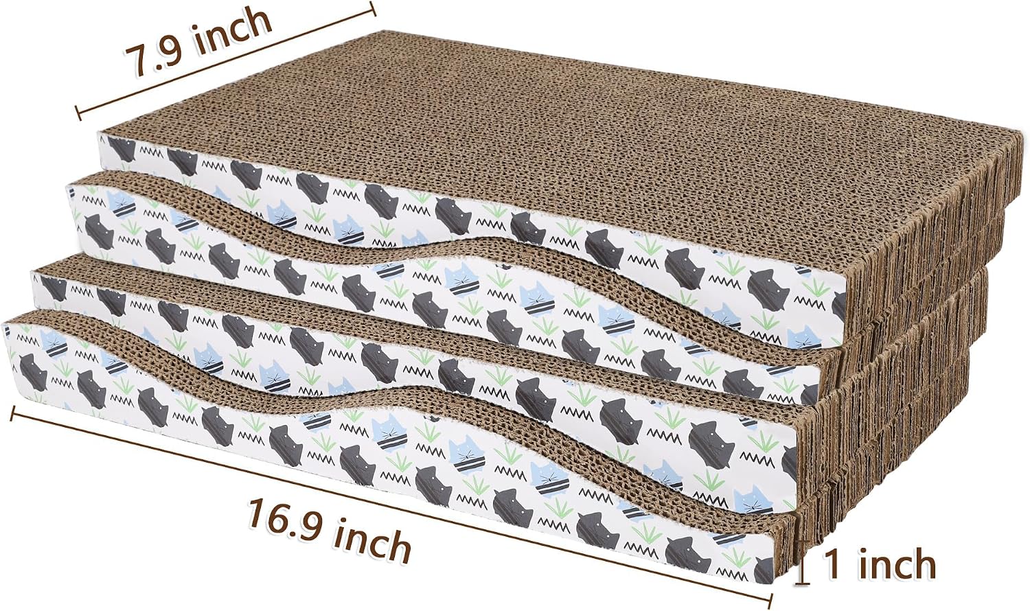 Detalle 2 de OMATSBEH 4 Pack Cat Scratcher Pad – Cardboard Scratch Boards for Indoor Cats (Grey)