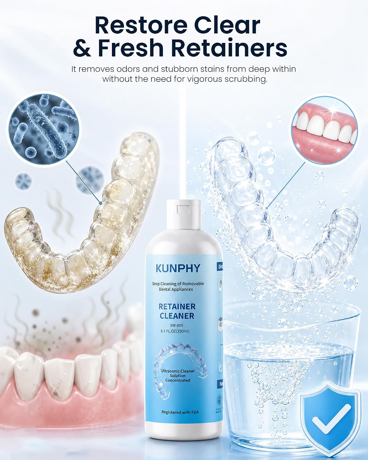 Detalle 2 de kunphy SW-005 Ultrasonic Retainer Cleaner Solution, 8.5 oz