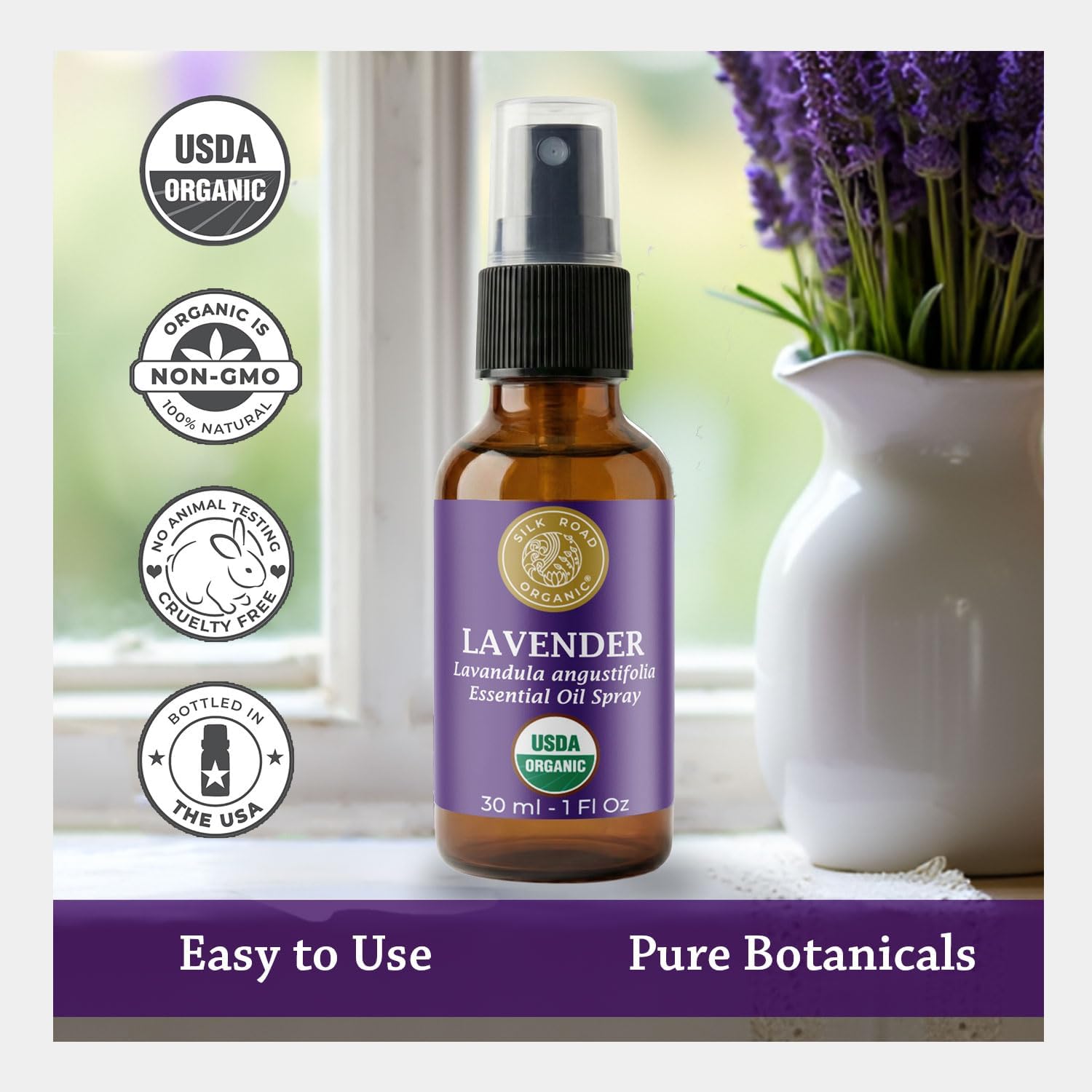 Thumbnail 4 de Silk Road Organic Lavender Essential Oil Spray, 1 oz – 100% Pure USDA Certified Organic Aromatherapy