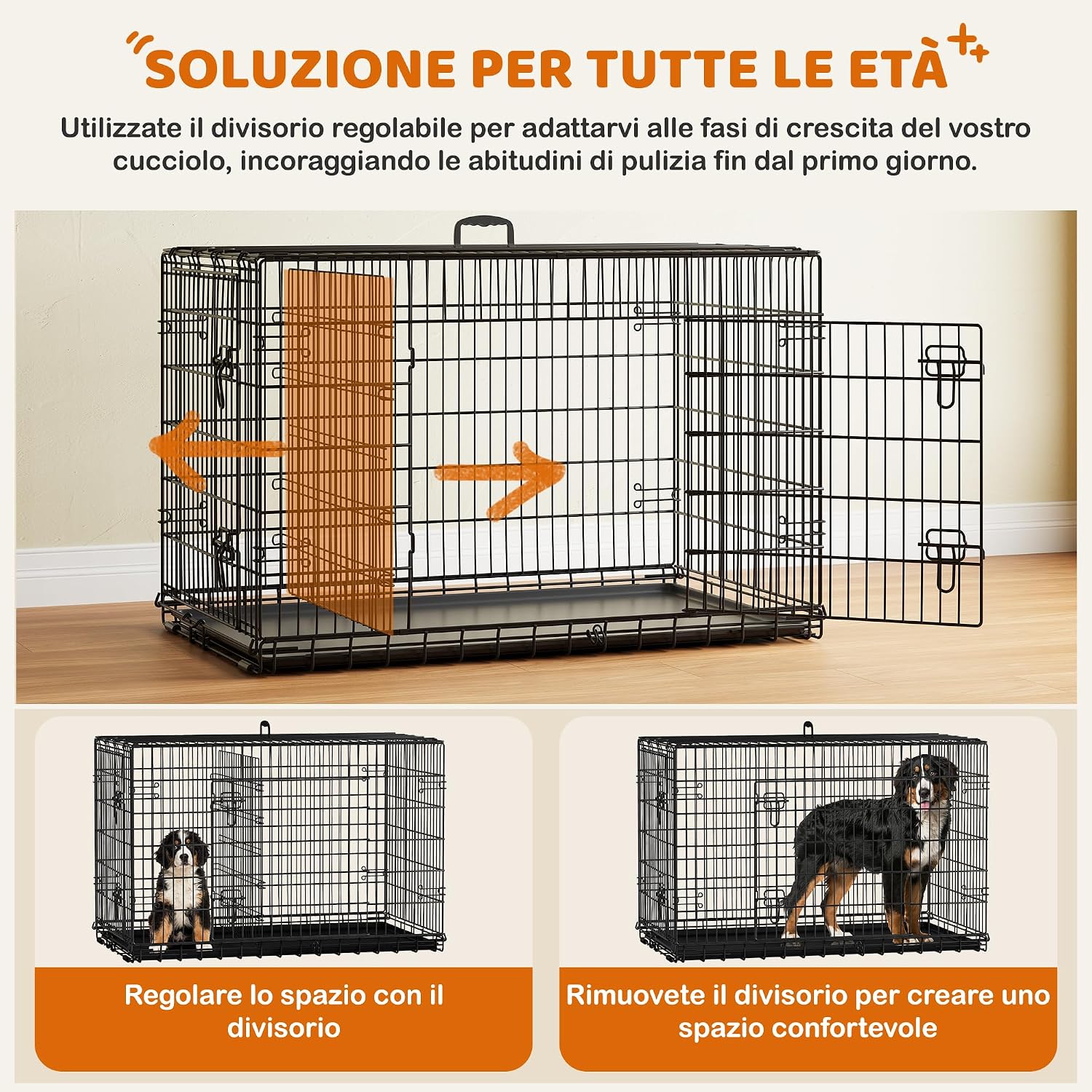 Detalle 2 de Yaheetech Gabbia Pieghevole 122,5×73×80 cm Nero