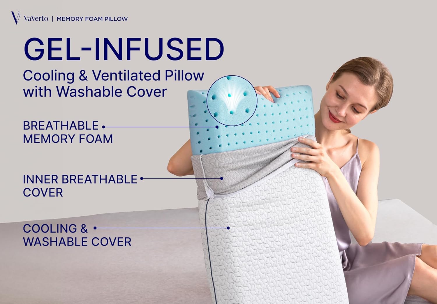 Detalle 2 de Cooling Gel Memory Foam Pillow 1-Pack