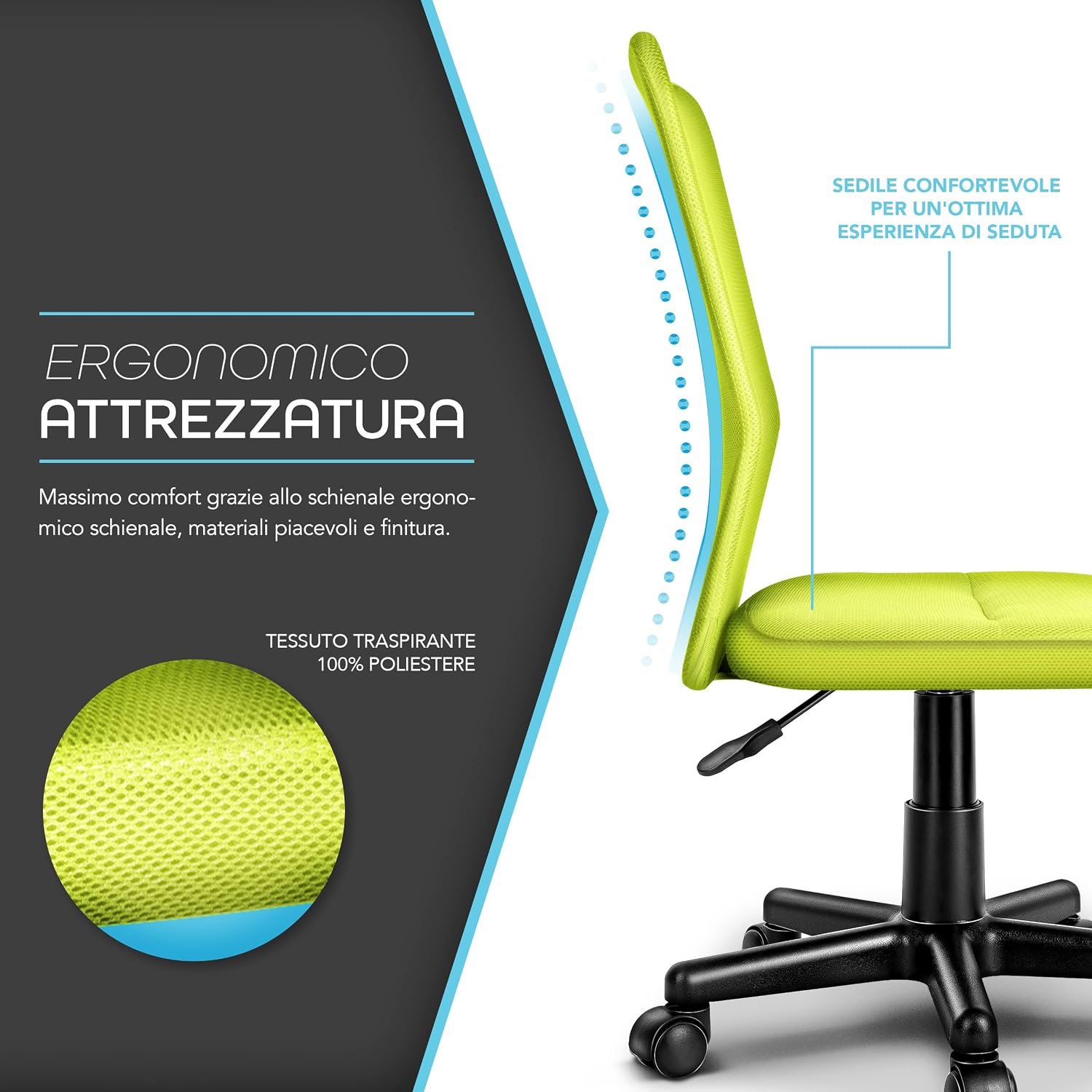 Detalle 2 de TRESKO Sedia da Ufficio regolabile 32–45 cm