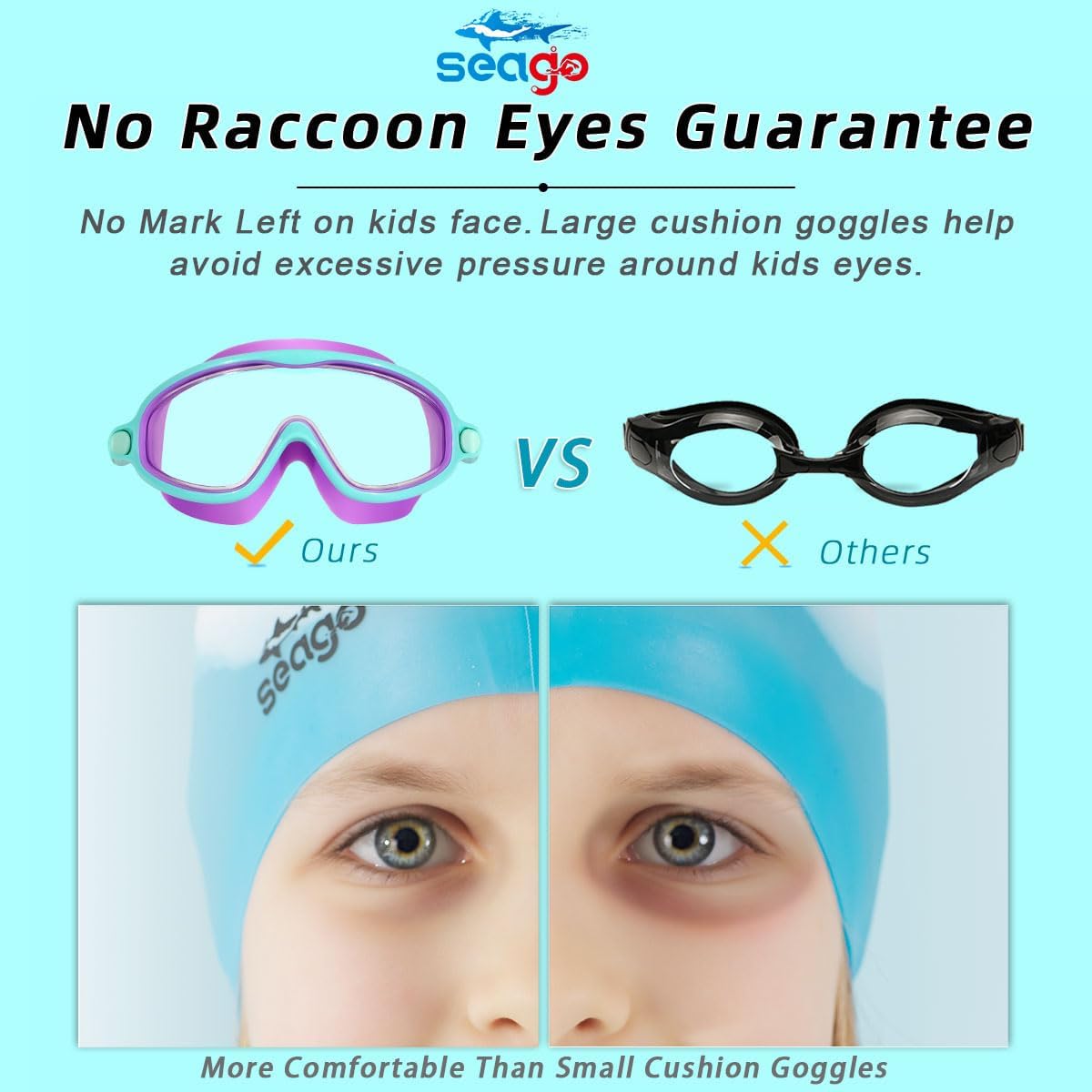 Detalle de Seago Kids’ Swimming Goggles, Ages 3–14