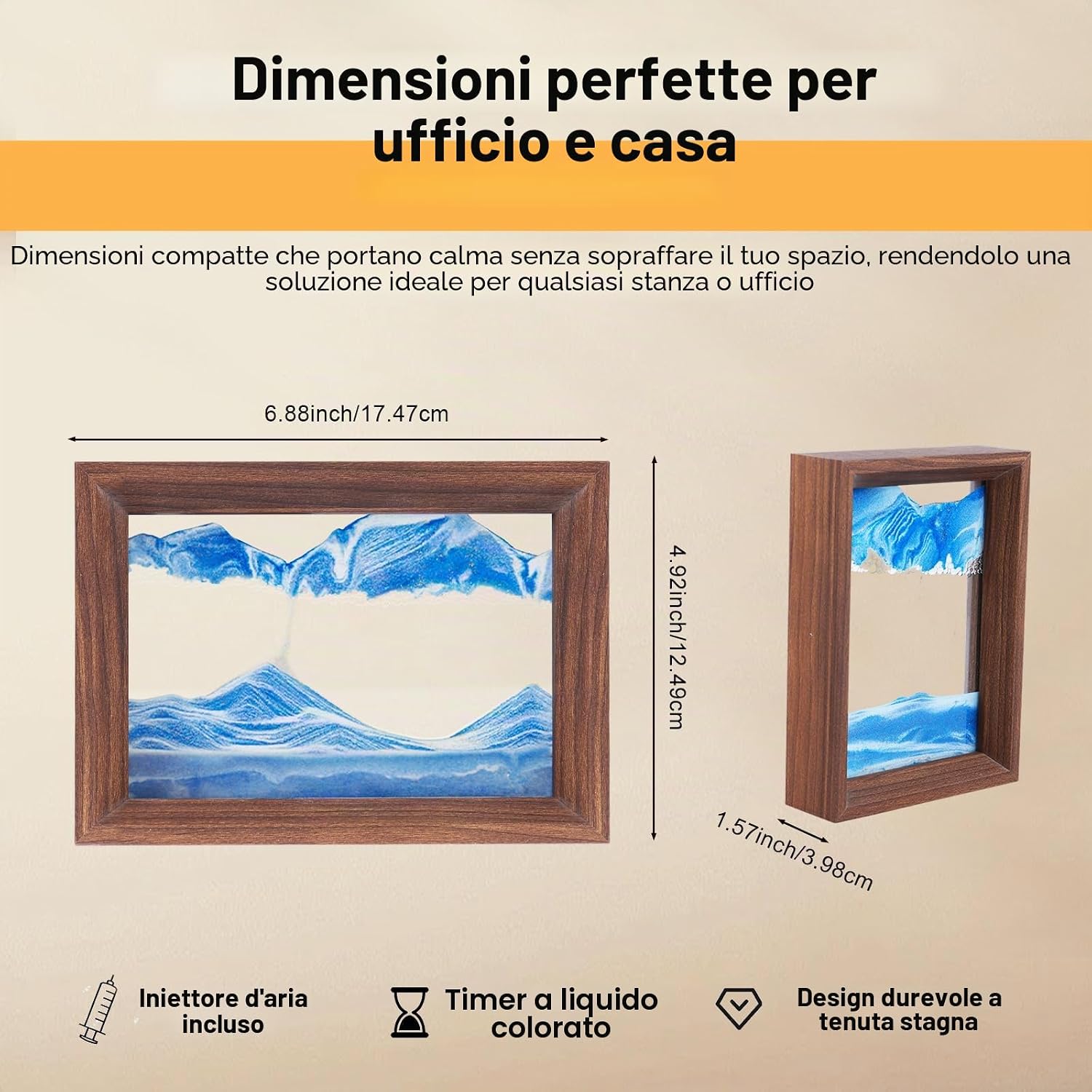 Detalle 2 de AzureLeap Pittura di Sabbia che Scorre Quadro 3D - Paesaggio Marino Blu-6