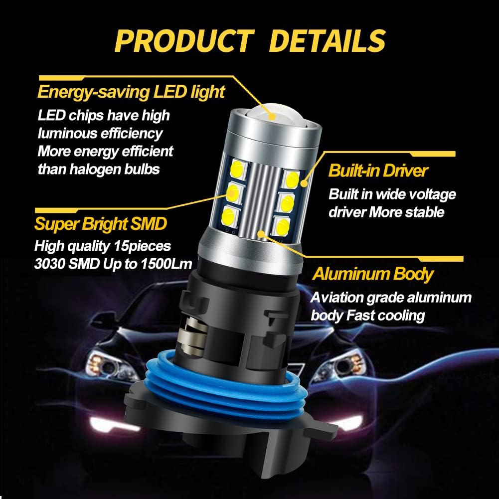 Thumbnail 1 de Ruiandsion 2pcs HP24W LED Bulb – 12V/10–30V, White, 1500lm, 3030 15SMD DRL