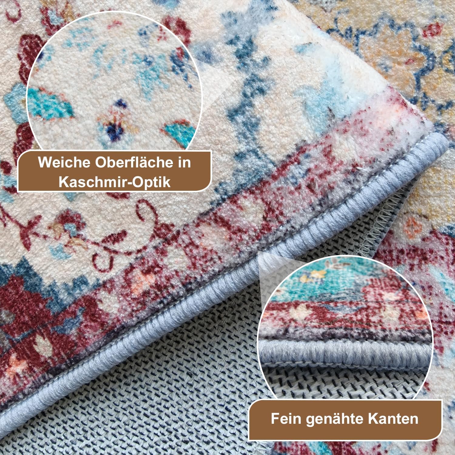Detalle de WTHYGB Teppichläufer für Flur & Küche (60 x 300 cm) – rutschfest, waschbar, kurzflorig