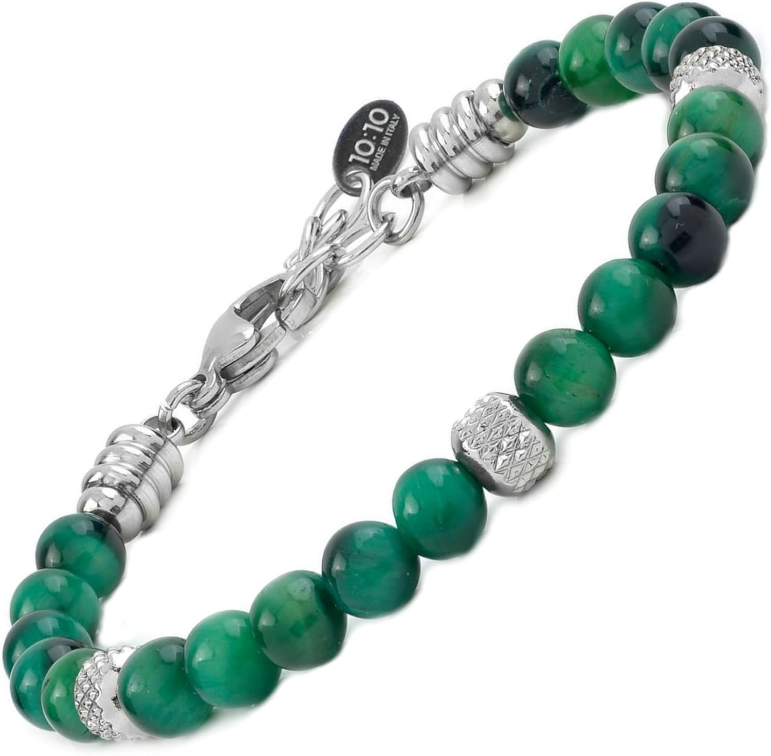 Detalle de 10:10 Bracciale Occhio di Tigre Verde 6 mm