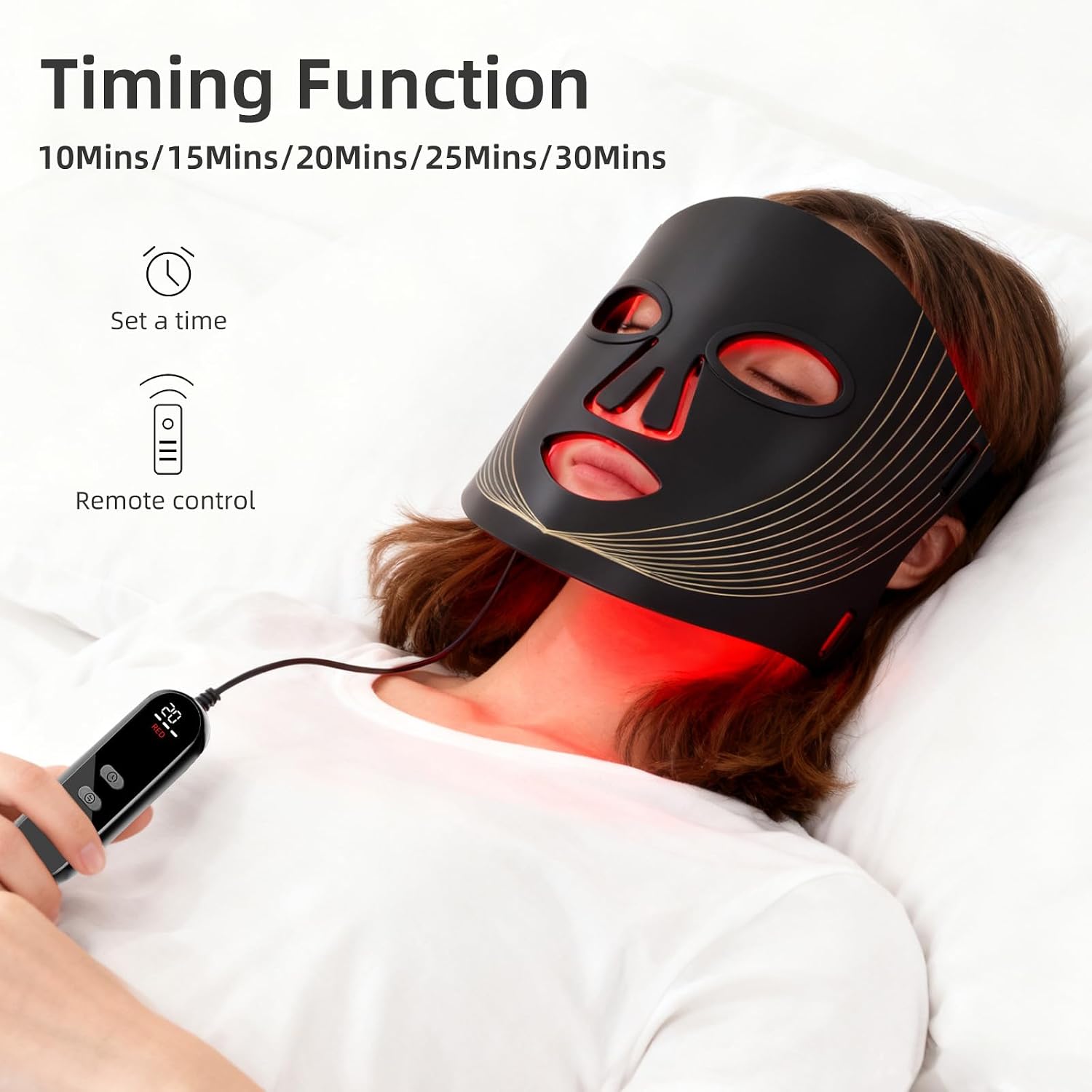 Detalle de Hsaiiae FSA Eligible LED Light Therapy Mask (FM-02) with 4 Wavelengths and 5-Level Timer