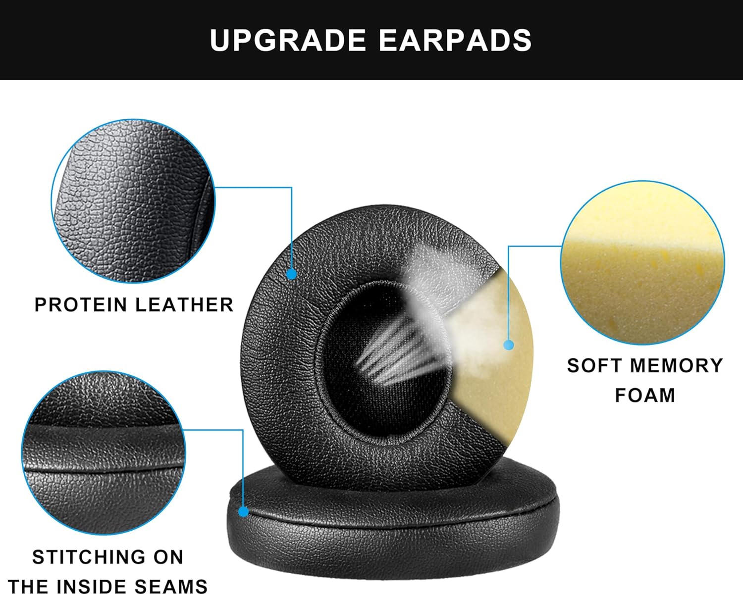 Thumbnail 2 de Link Dream Coussinets d’oreille en mousse à mémoire de forme pour Beats Solo 2/3 (Noir)