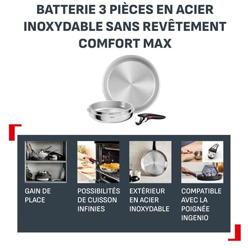 Detalle de Tefal Ingenio Comfort Max — Batterie de cuisine en Acier inoxydable, 4 pièces