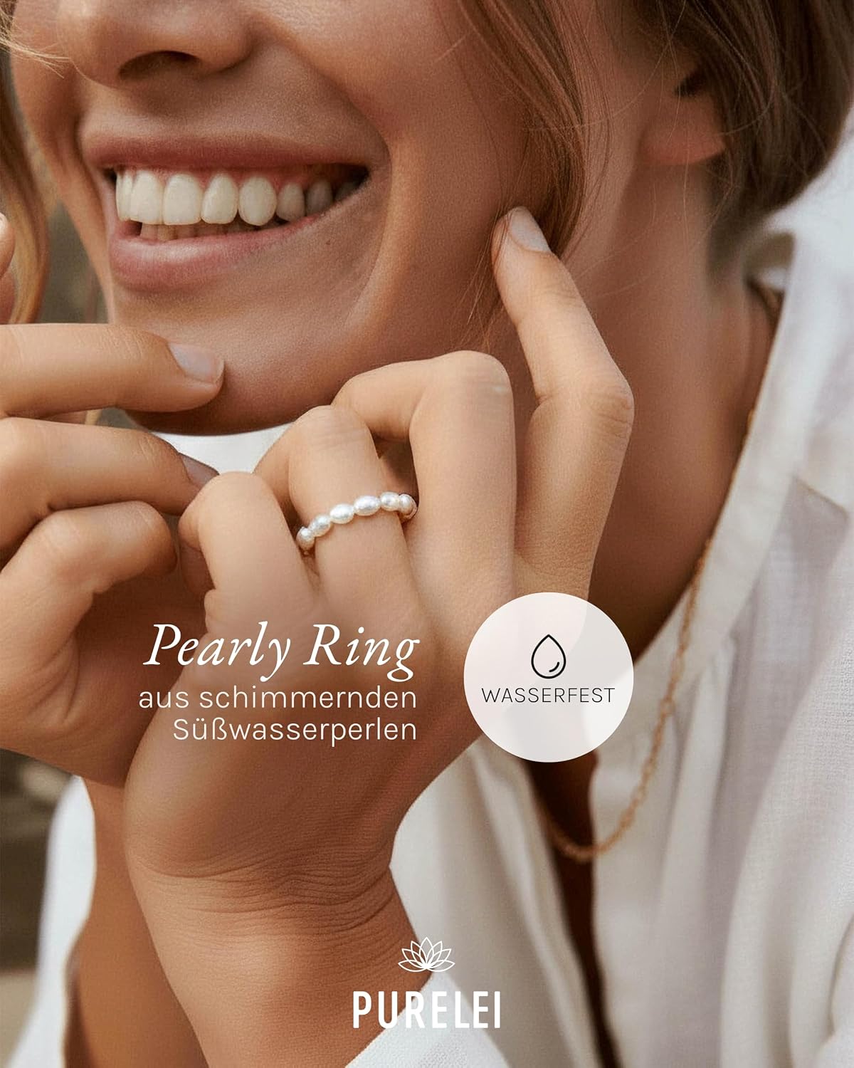 Detalle 2 de Purelei Anxiety Fidget Ring mit Süßwasserperlen S/M–M/L