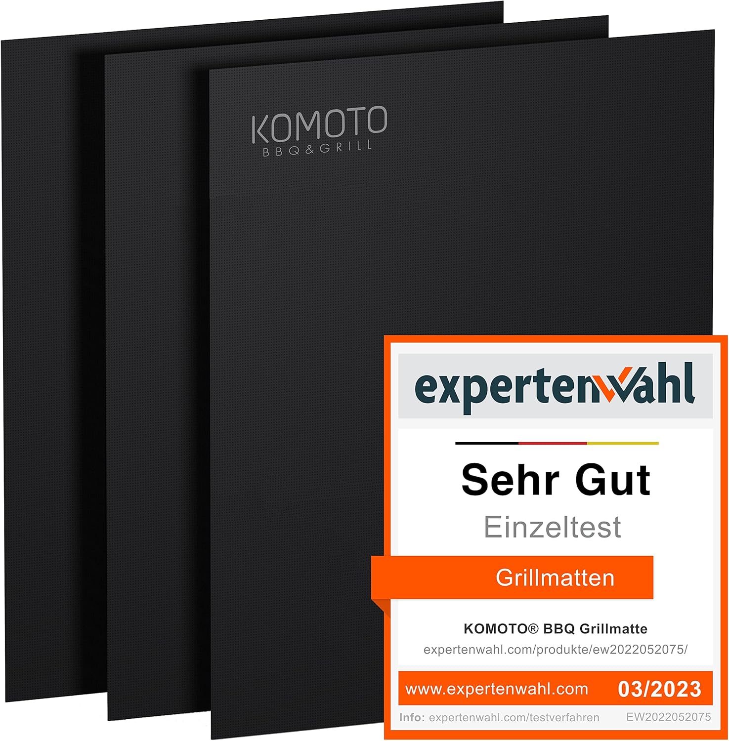 KOMOTO® BBQ Grillmatte (3er Set) 50x40 cm – Extra dicke Grillmatten für Gas- und Holzkohlegrills