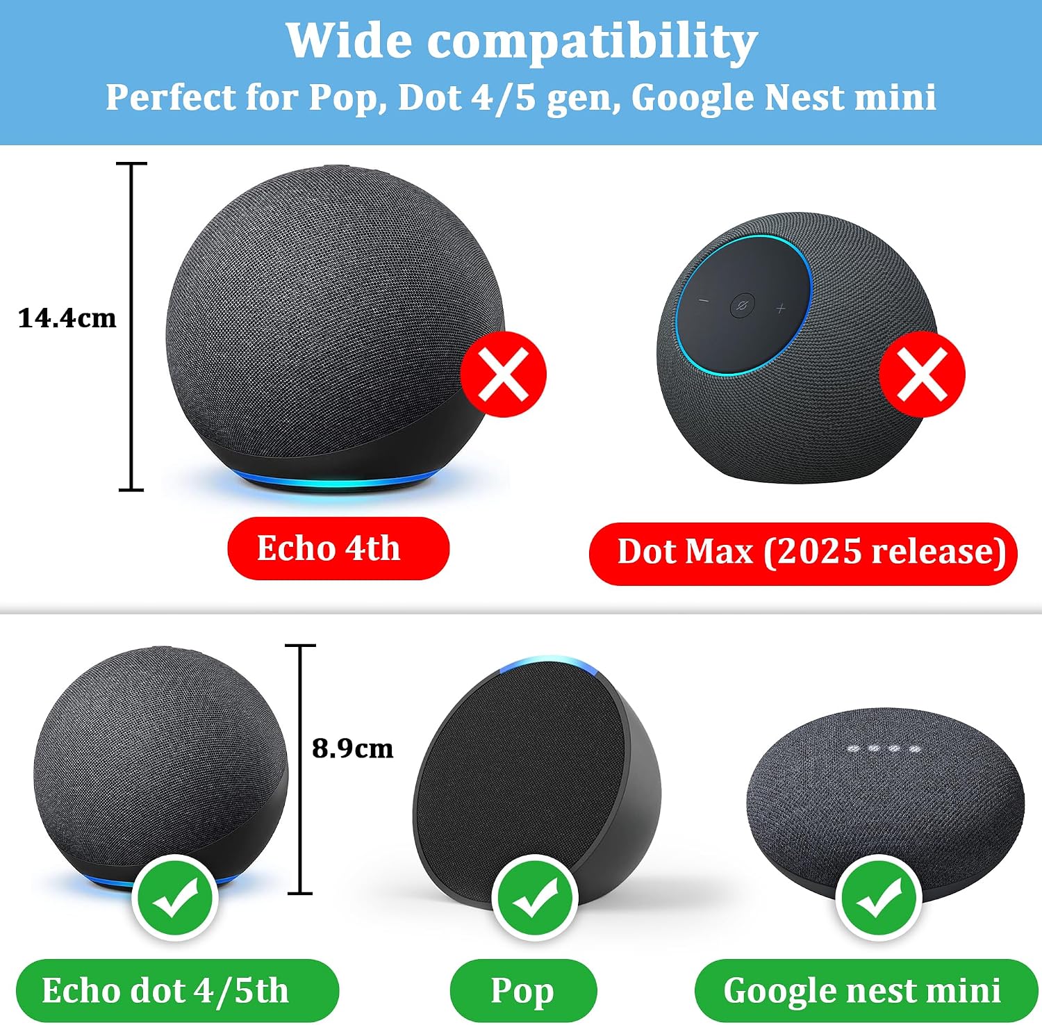 Detalle de Cozycase Steckerhalterung für Dot, Pop und Google Nest Mini – platzsparende Wand-/Wall-Ständer-Lösung mit Kabelmanagement (Schwarz)
