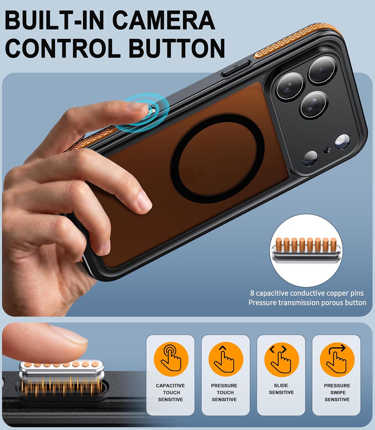 Thumbnail 6 de Oterkin V-iPhone 17 Pro Max-Orange Waterproof Case, IP68, MagSafe