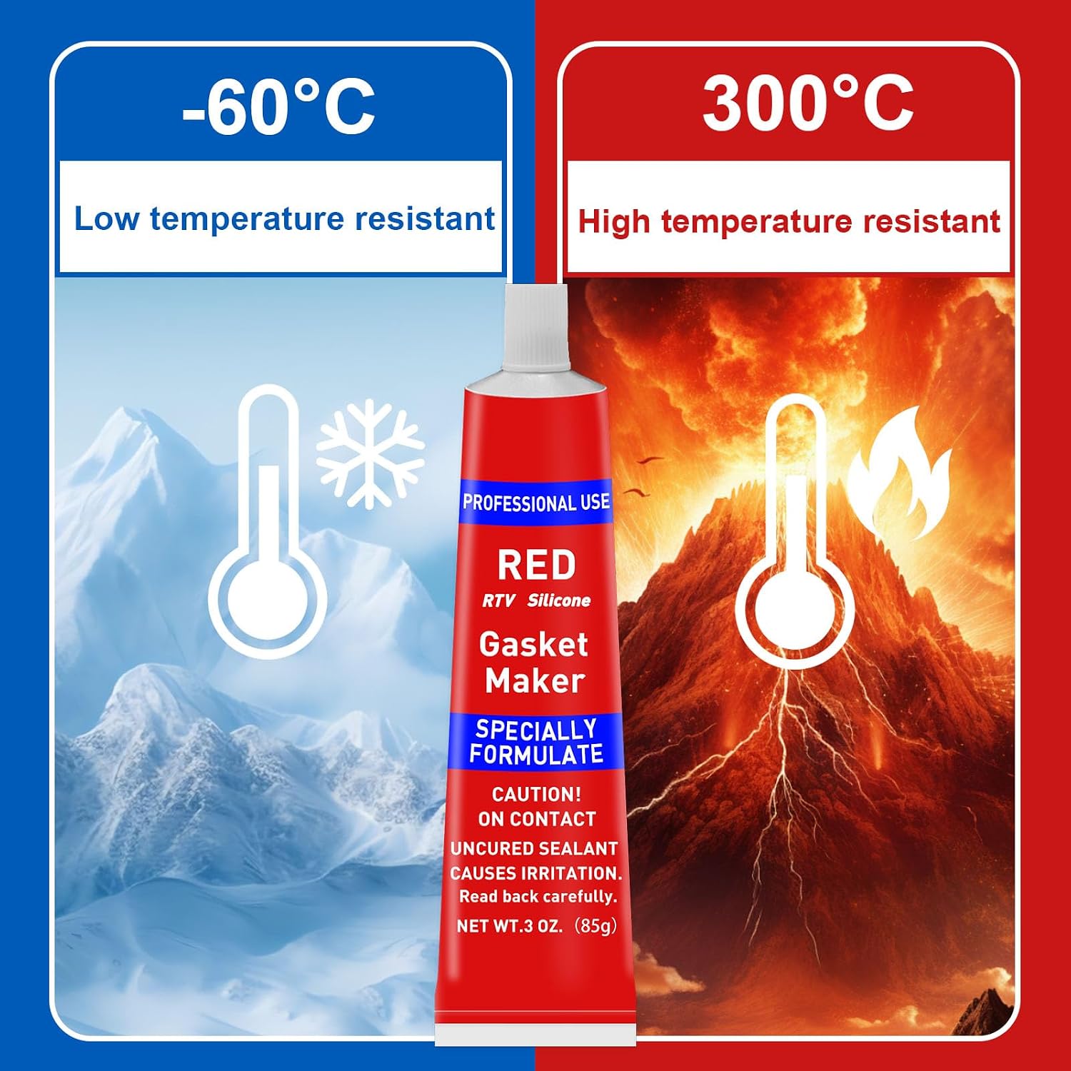 Detalle de EIGTWEN 170g RTV Silicone Gasket Maker, Red, Heat-Resistant Sealant