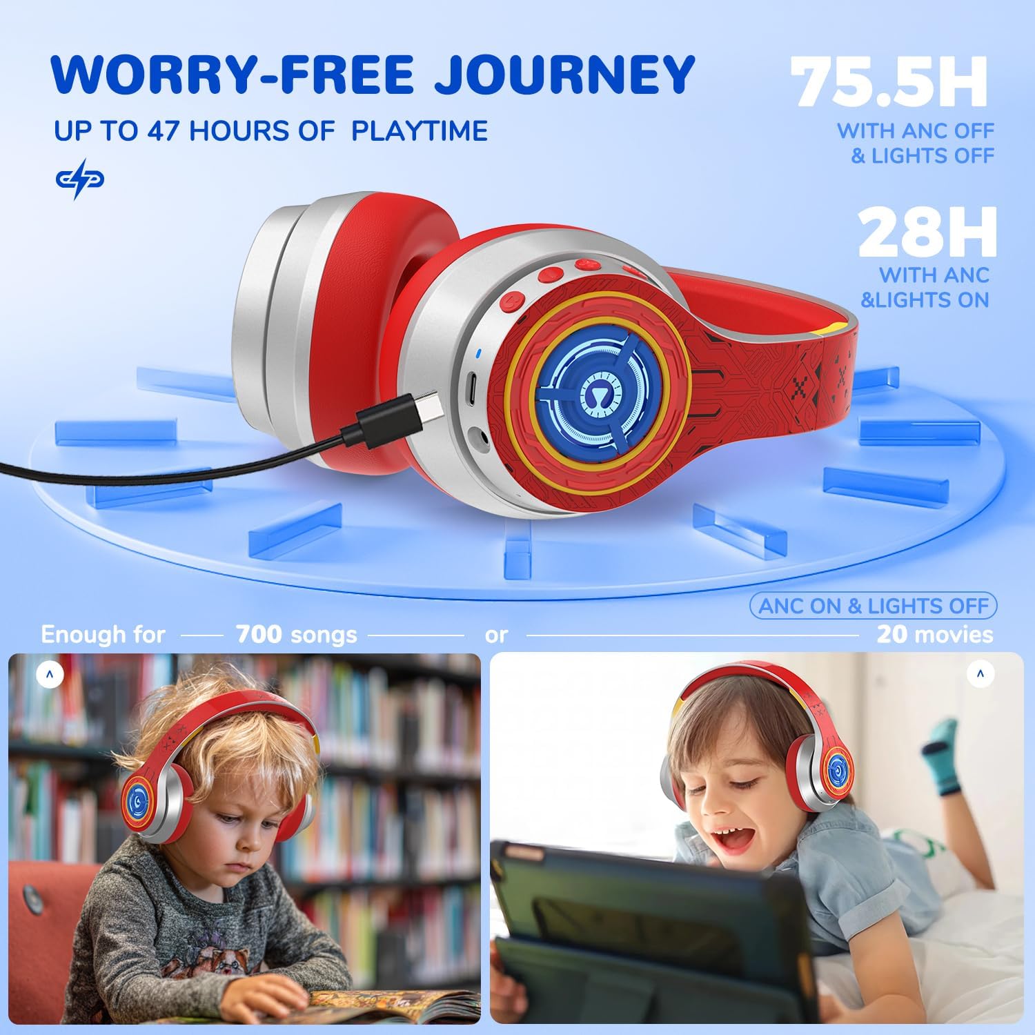 Detalle de iClever Noise Cancelling Kopfhörer 47 Std