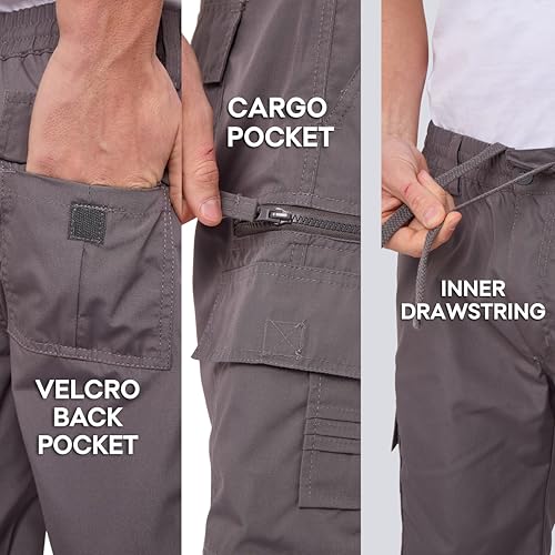 Thumbnail 4 de LABEL APPAREL Mens Cargo Combat Shorts: Grey Cotton-Blend, Regular Fit, 6XL