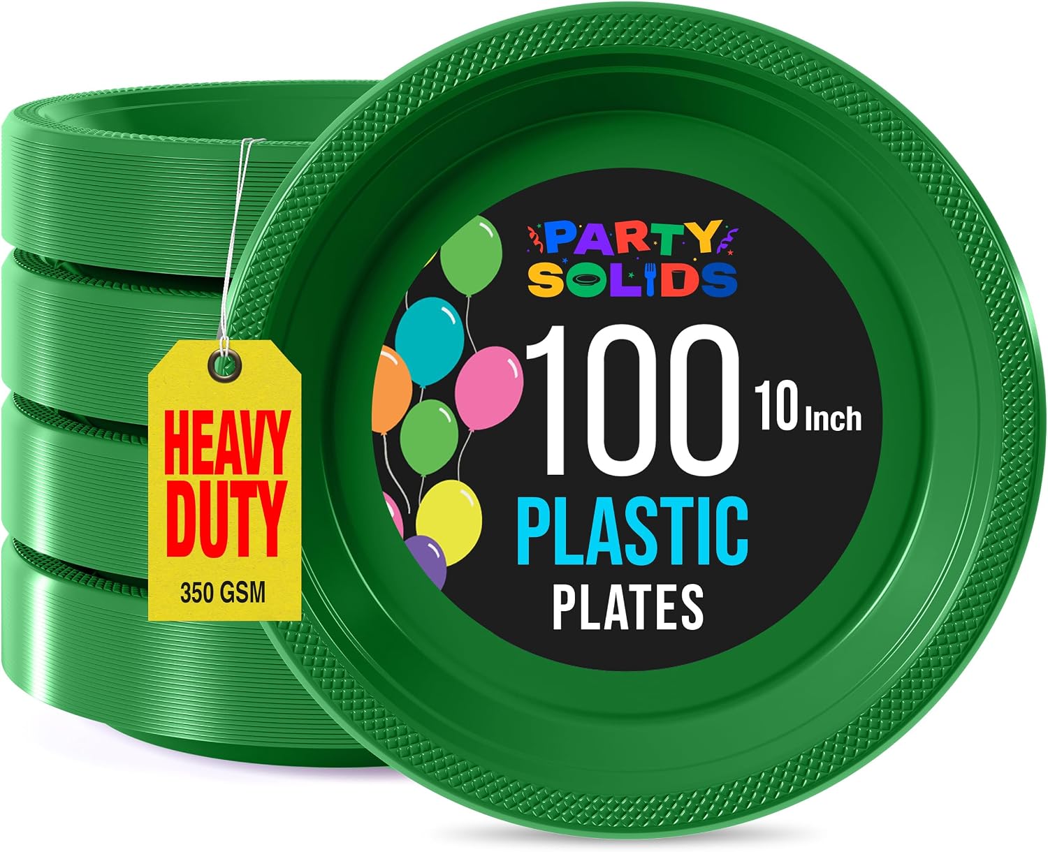 Detalle de Exquisite Party Solids Emerald Green 10" Disposable Plates — 100 Pack (Heavy Duty 350 GSM)