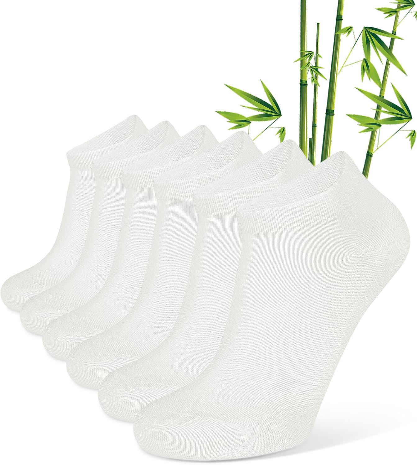 Detalle de CLOSEMATE Bamboo Trainer Ankle Socks, 6 Pair, Stay-Up Cuff