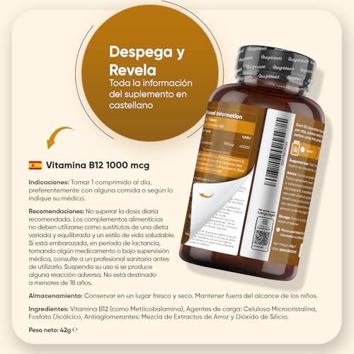 Thumbnail 4 de WeightWorld Vitamina B12 Vegana 1000 mcg (metilcobalamina) – 450 micro comprimidos