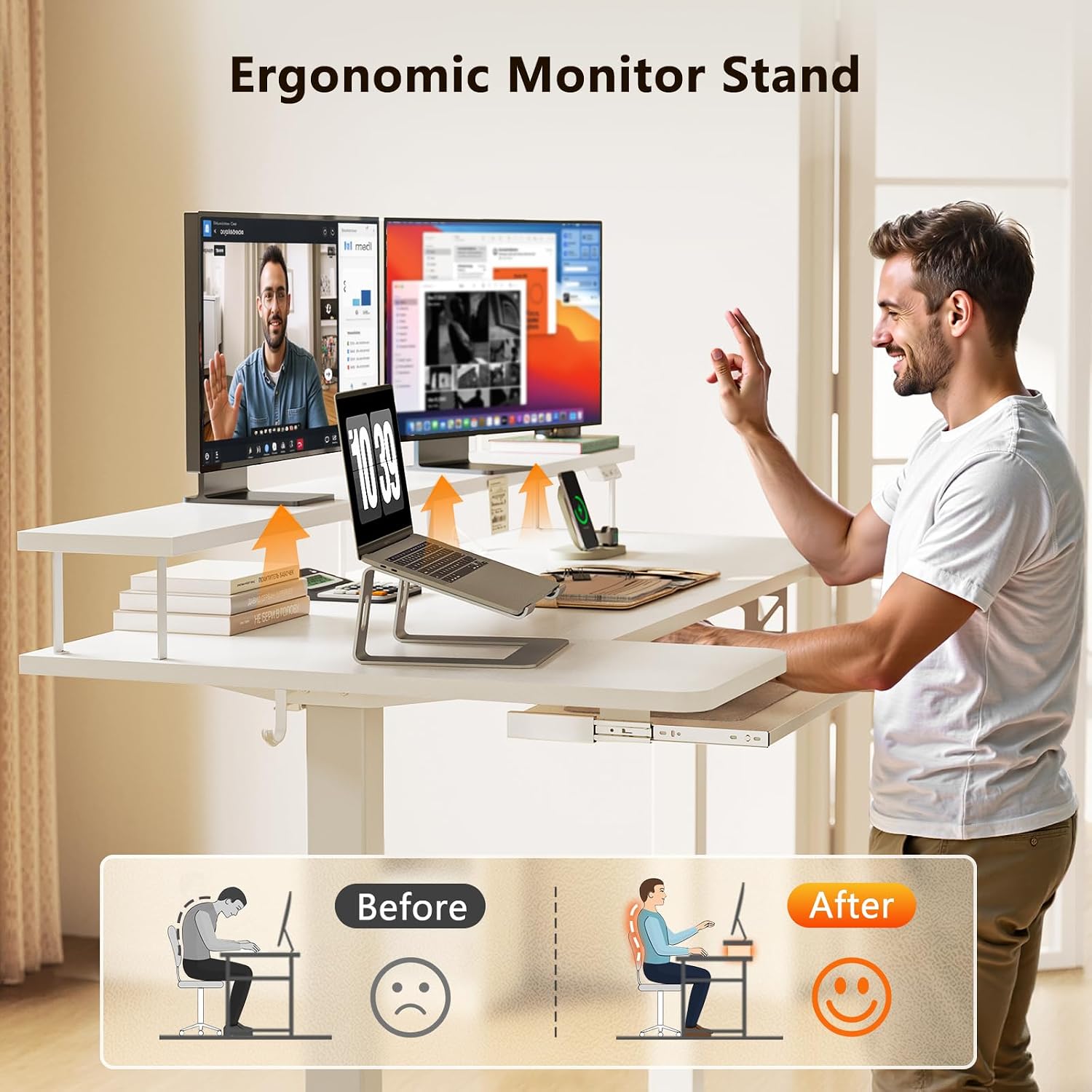 Detalle de OffiGo 1946c956-d86b-4ba1-88f5-89f81116b47a U-Shaped Standing Desk, 55-Inch