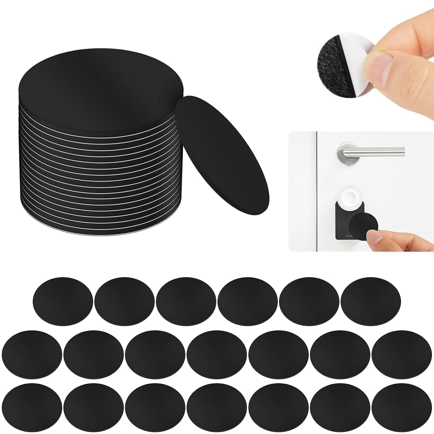 Detalle de OFFCUP NTAG215 NFC Coin Tags, 25mm Black PVC Round Cards, 20 Pack