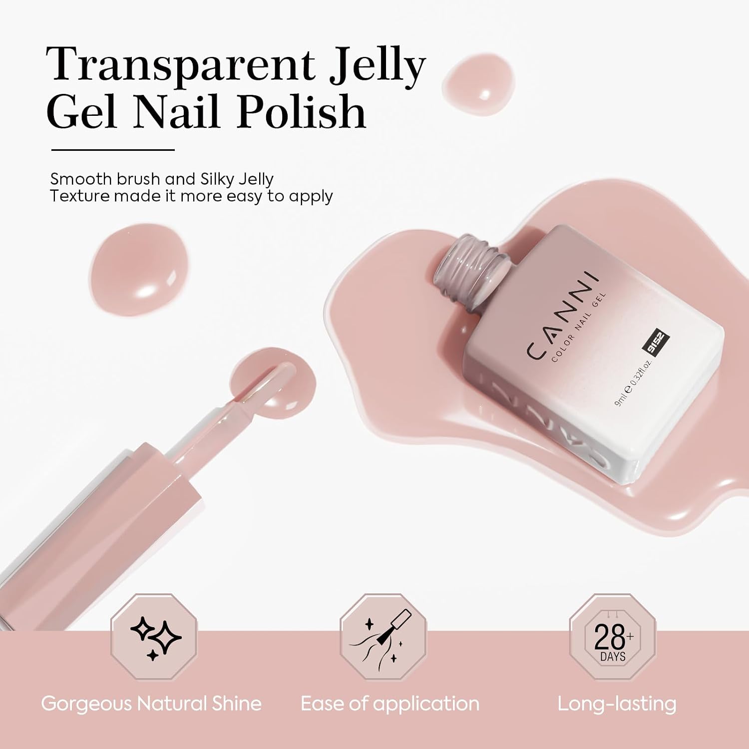 Thumbnail 2 de CANNI 6 Colors 9 Ml Sheer Jelly Pink Gel Nail Polish Set