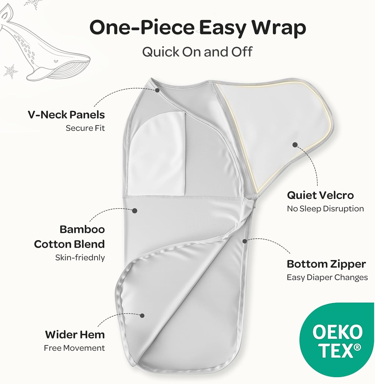 Thumbnail 1 de momcozy Swaddles for Newborns 0-3 Months: Quiet Fastener, 2-Pack in Grey & Blue